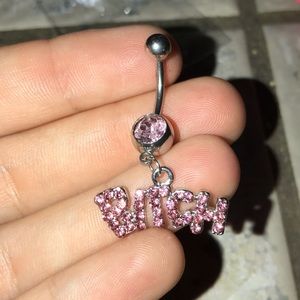 Pink diamond belly ring